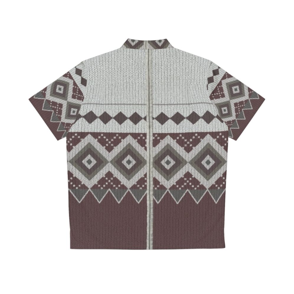 Derek Jumper inspired Hawaiian shirt with knitted cardigan design - Back