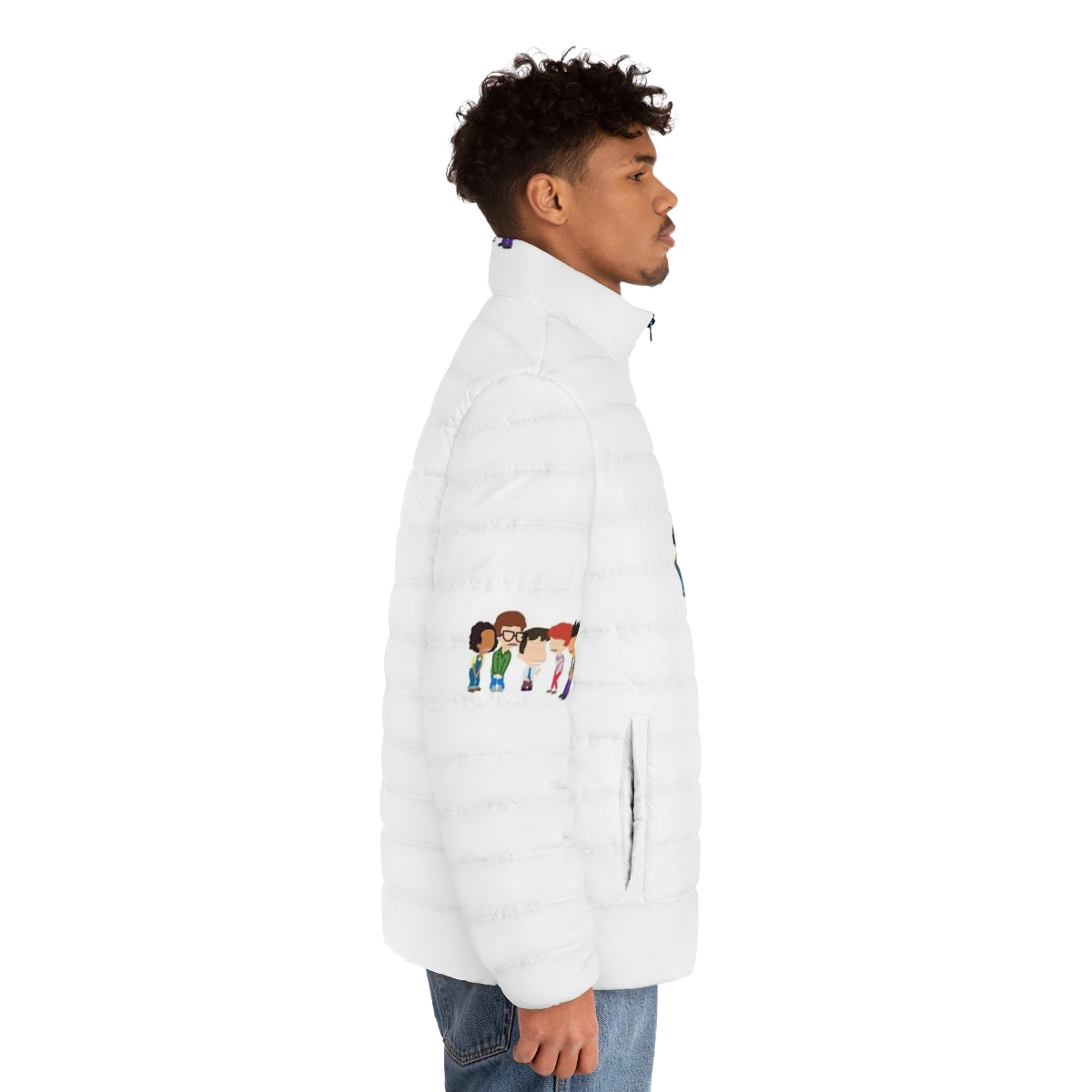 Big Mouth characters outline puffer jacket - men side right