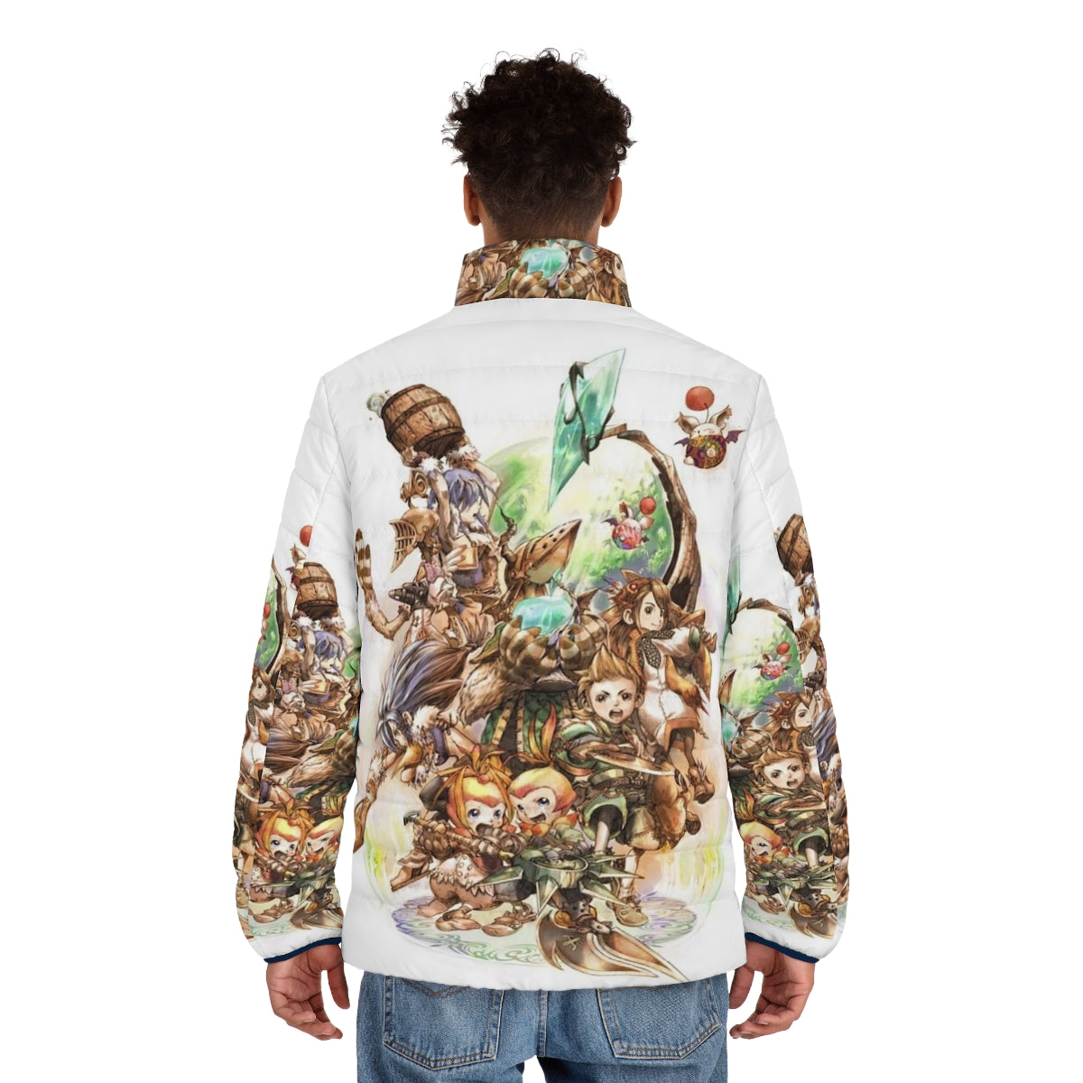 Crystal puffer jacket with fantasy rpg design - men back