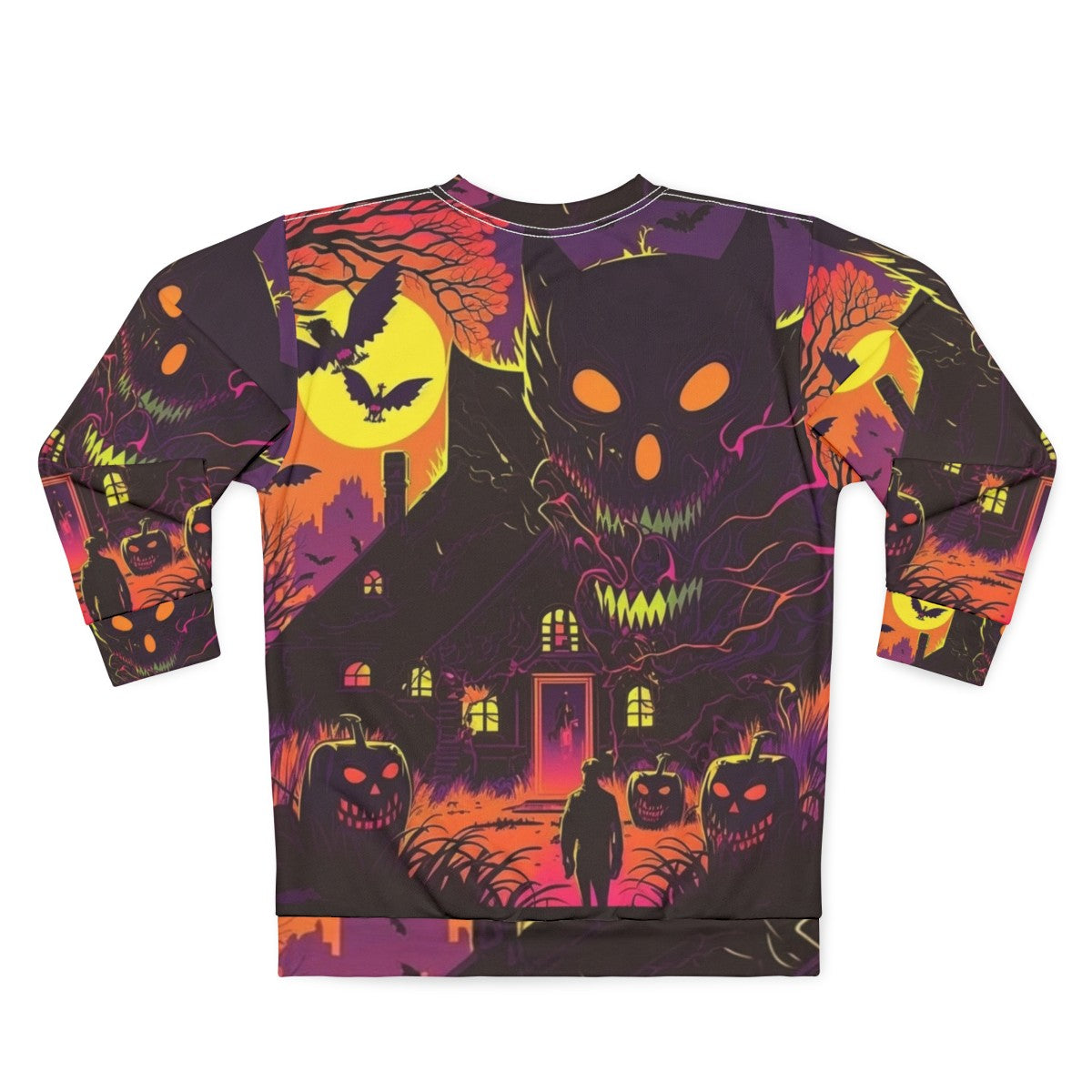 Spooky Halloween Scene V-Neck Sweatshirt - Back