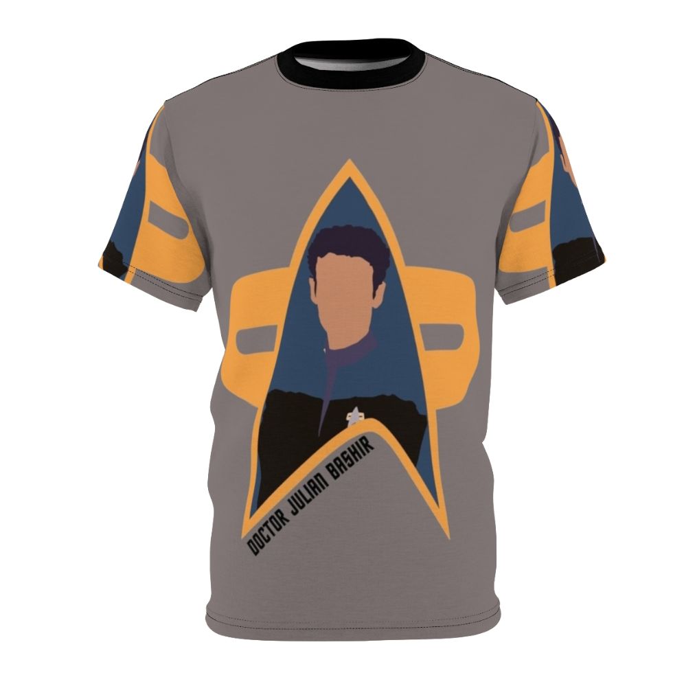 Stylized graphic t-shirt featuring the character Dr. Julian Bashir from the popular sci-fi series Star Trek: Deep Space Nine