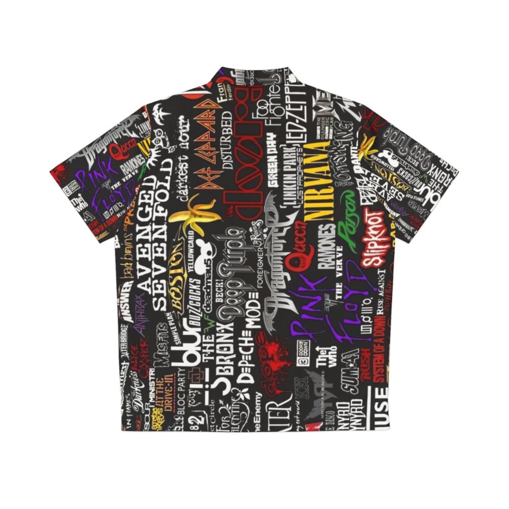 Retro Music Collage Hawaiian Shirt - Back