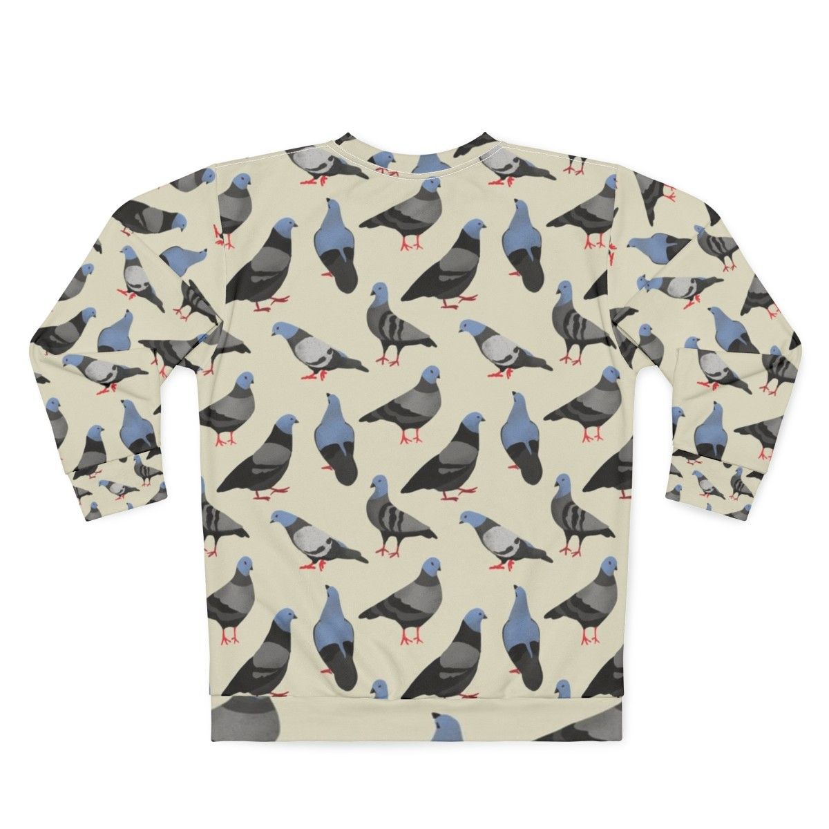 Pigeons Sweatshirt featuring a colorful pattern of pigeons - Back