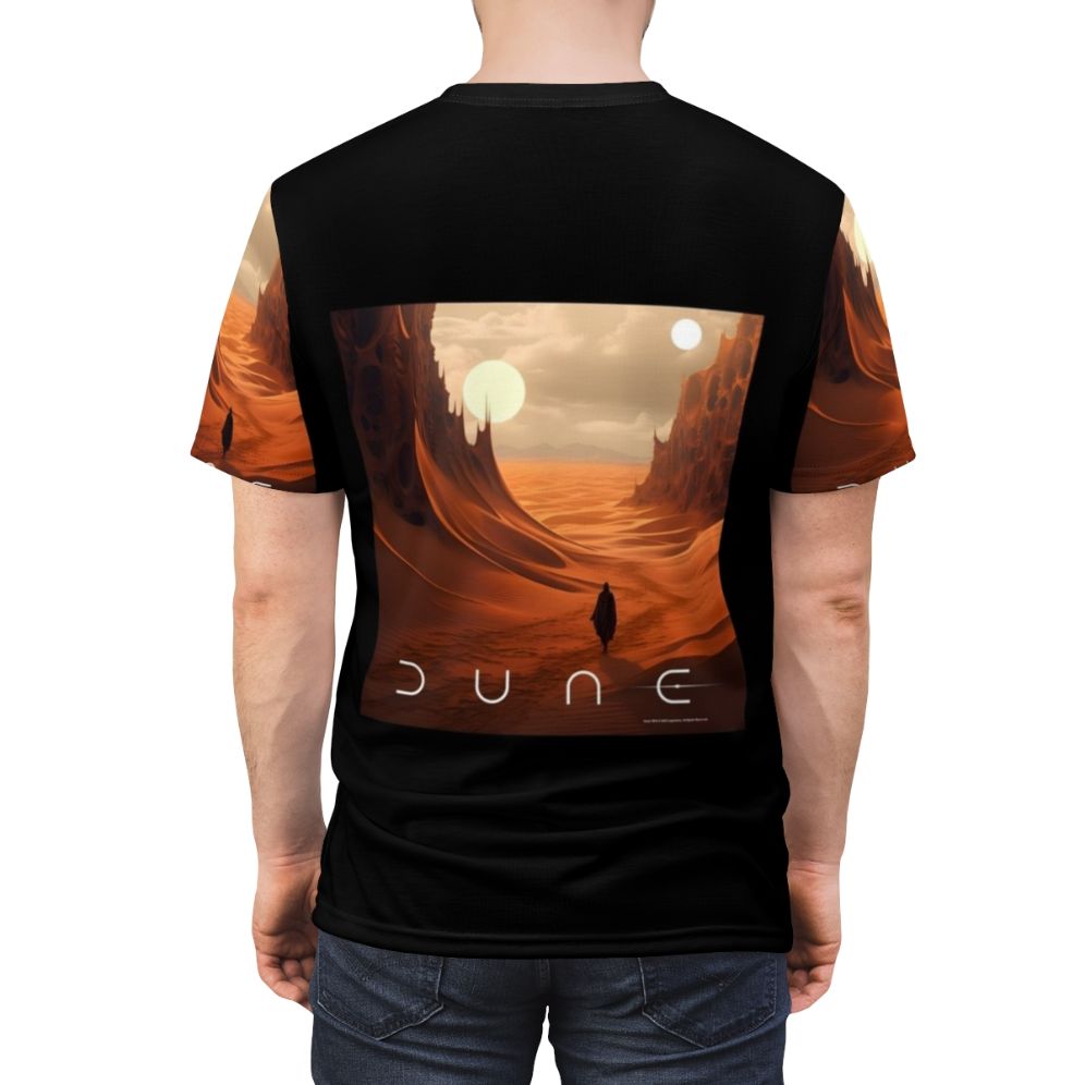 Dune-Inspired Fan Art T-Shirt with Sci-Fi Imagery - men back