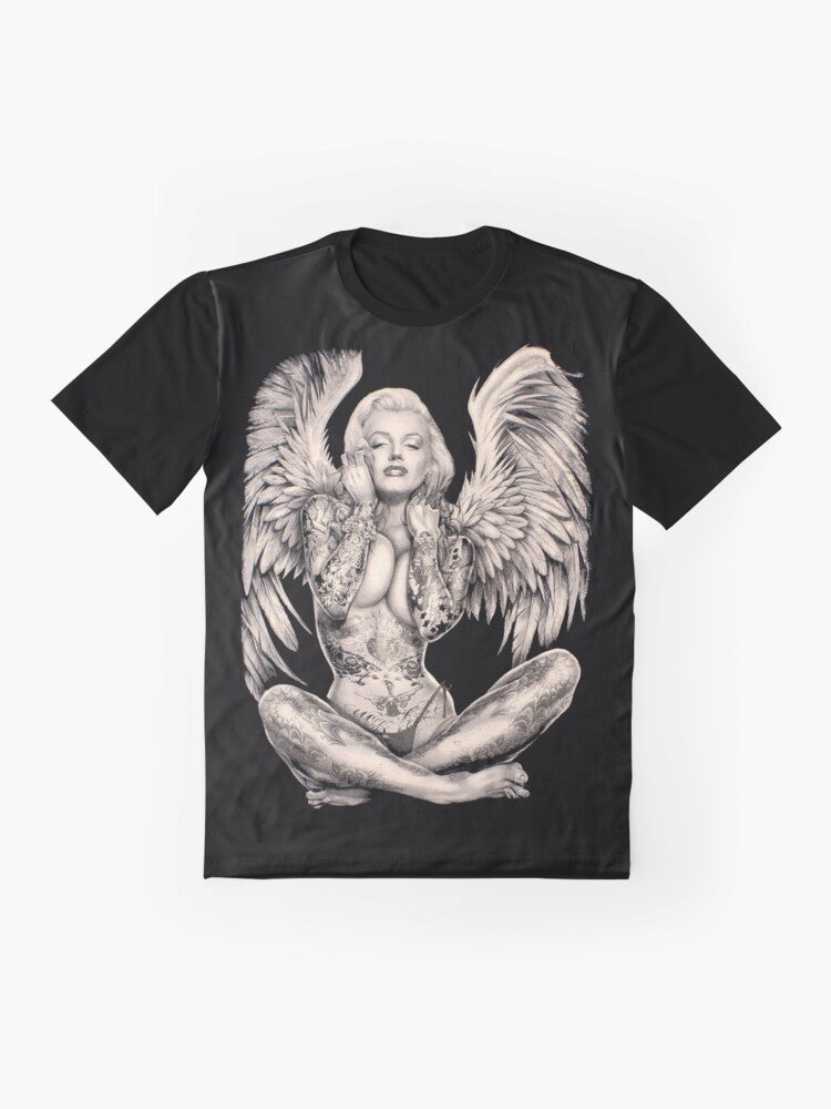 Vintage abstract tattooed angel graphic print featuring Marilyn Monroe - Flat lay