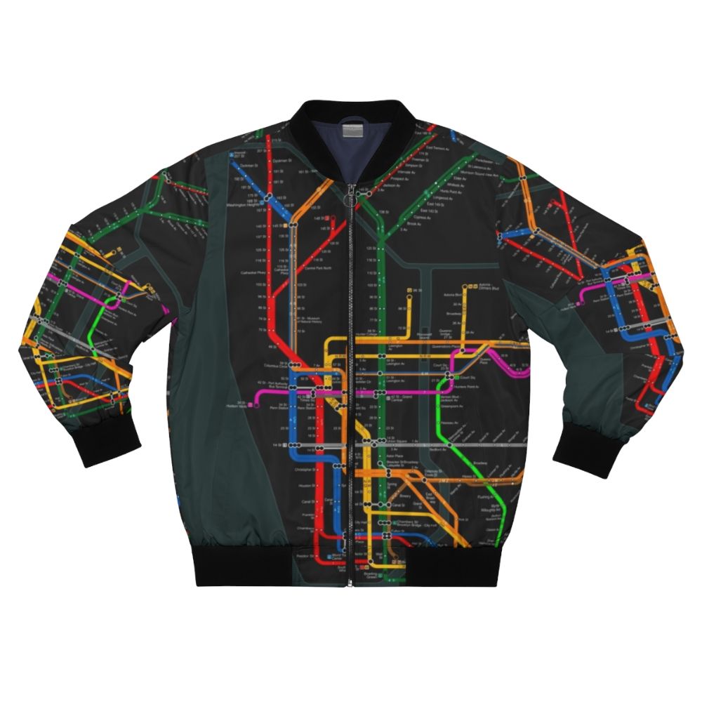 NYC Subway Map Bomber Jacket featuring the iconic metro system map