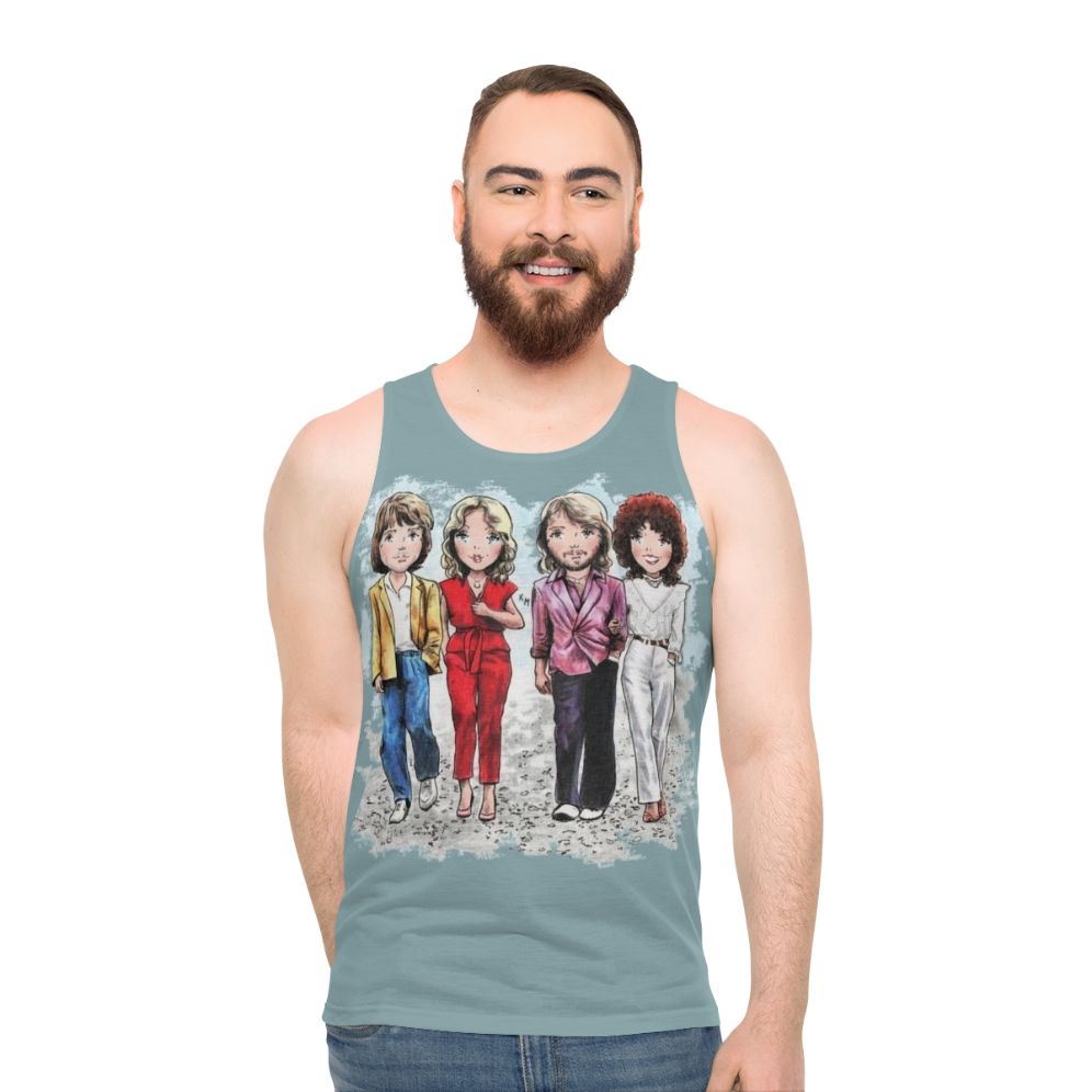 A winner unisex tank top with a music inspired vintage cartoon style design - men