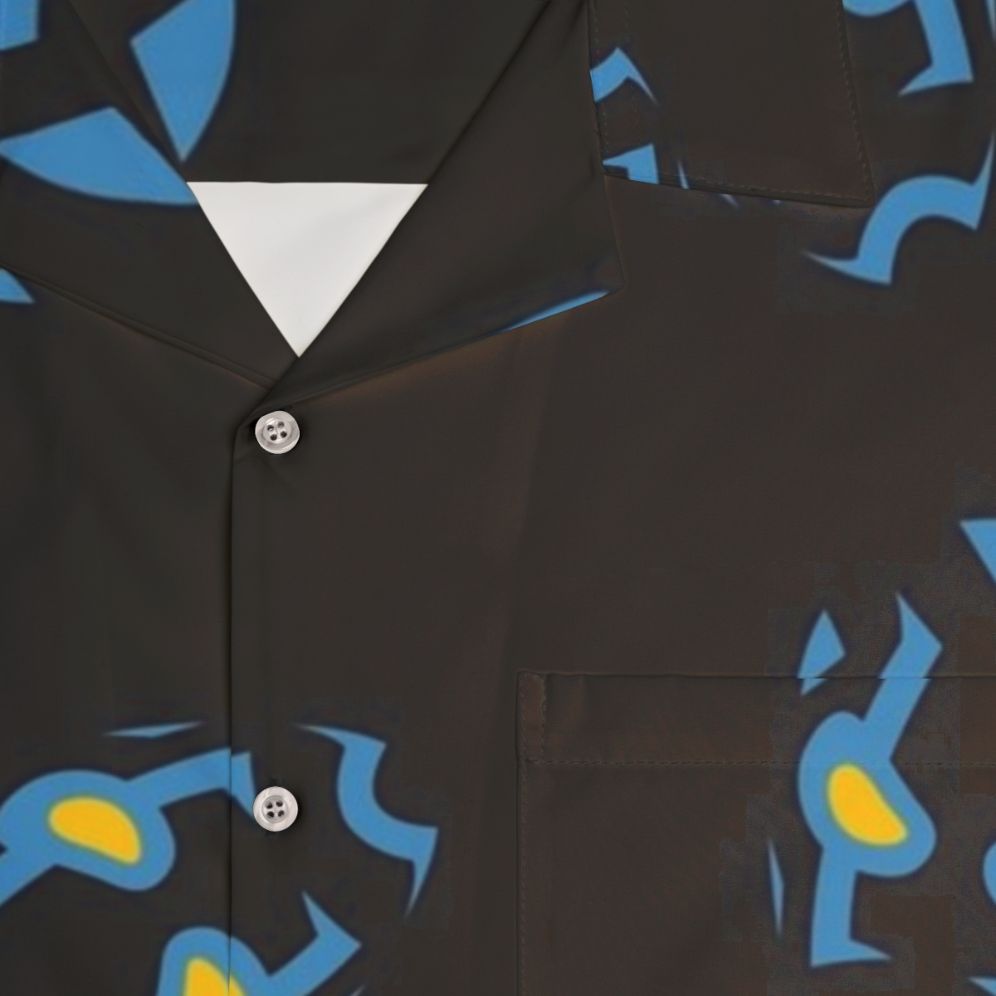 Blue Beetle Minimalist Hawaiian Shirt - Detail