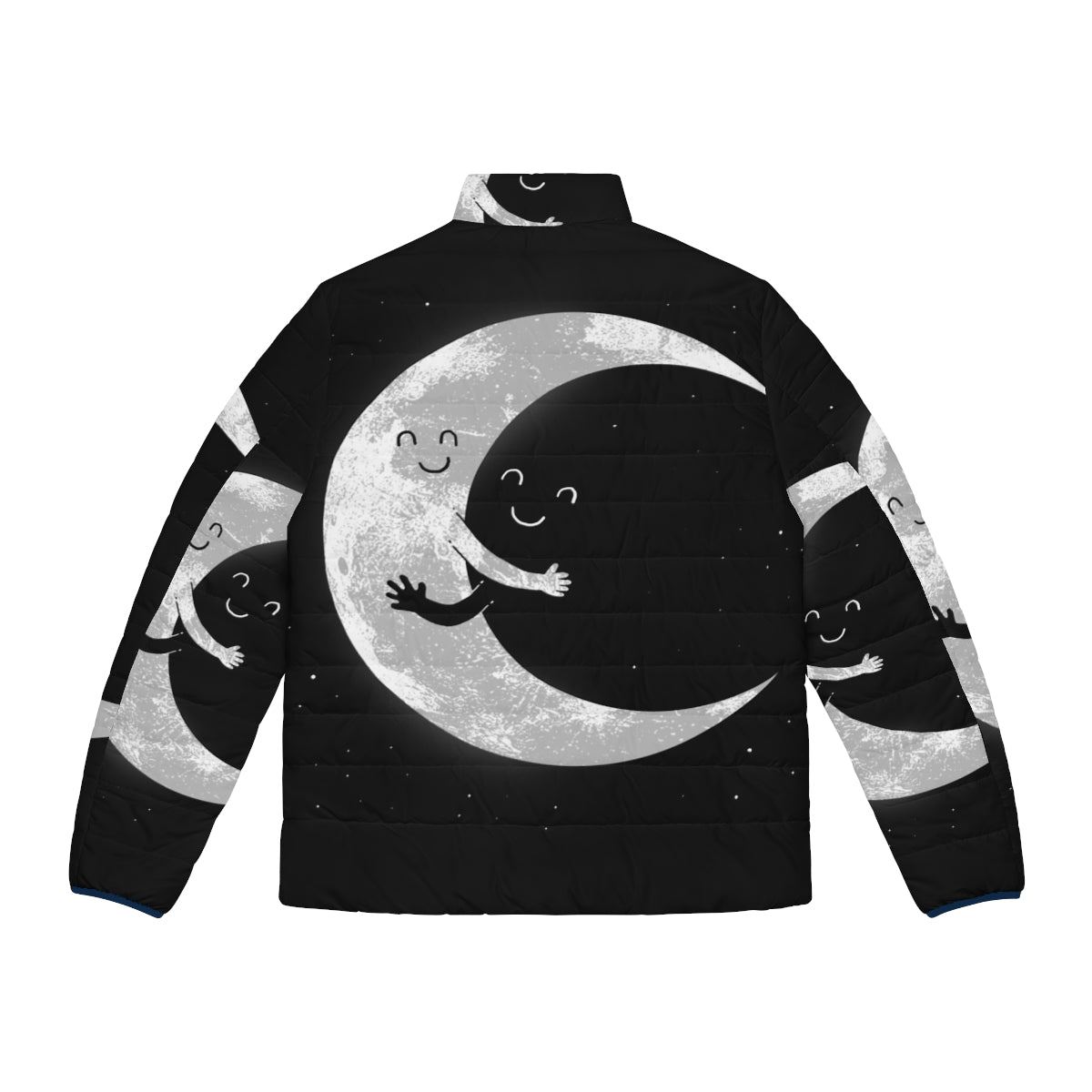 Moon Puffer Jacket with Smiley Face Design - Back