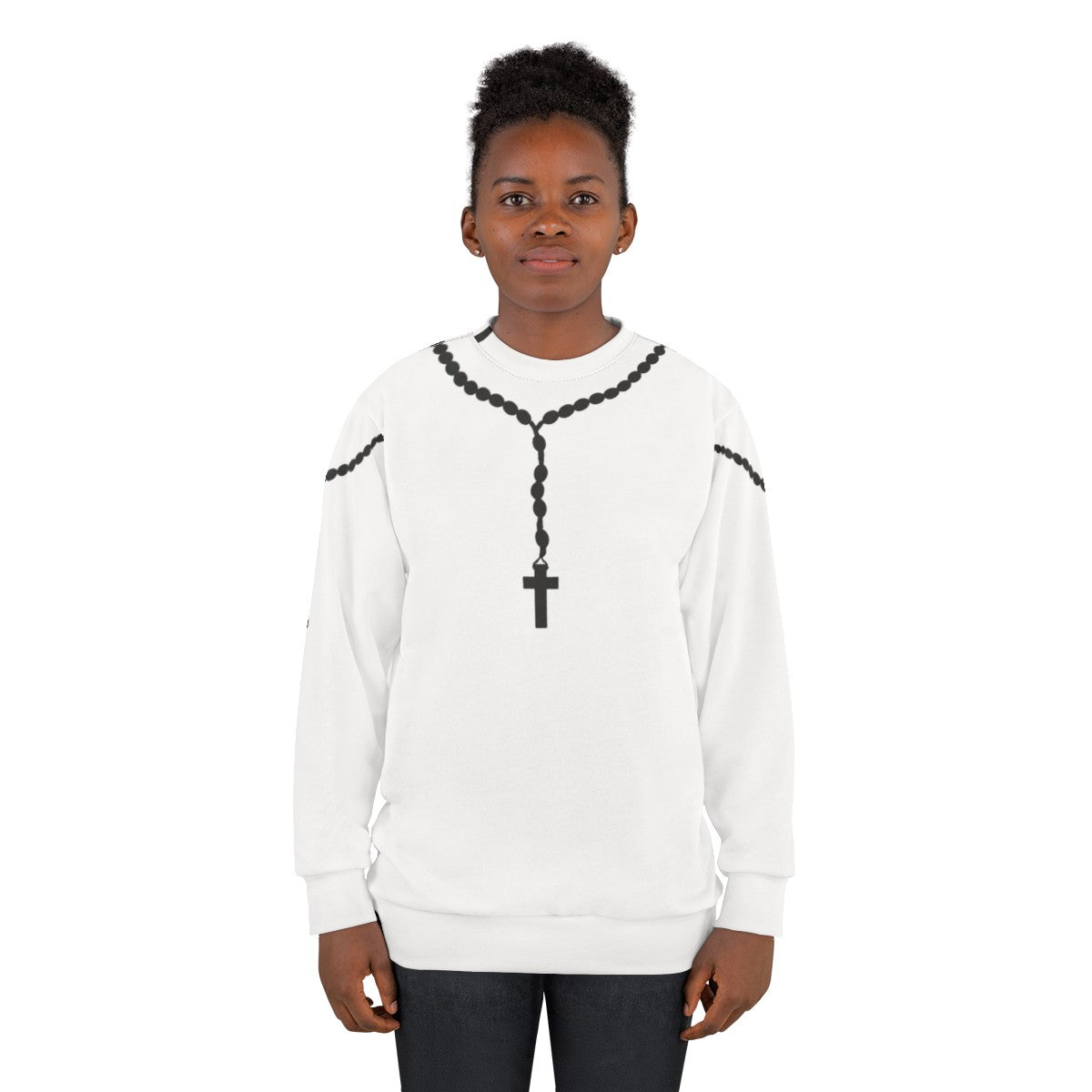 Black rosary beads sweatshirt - women