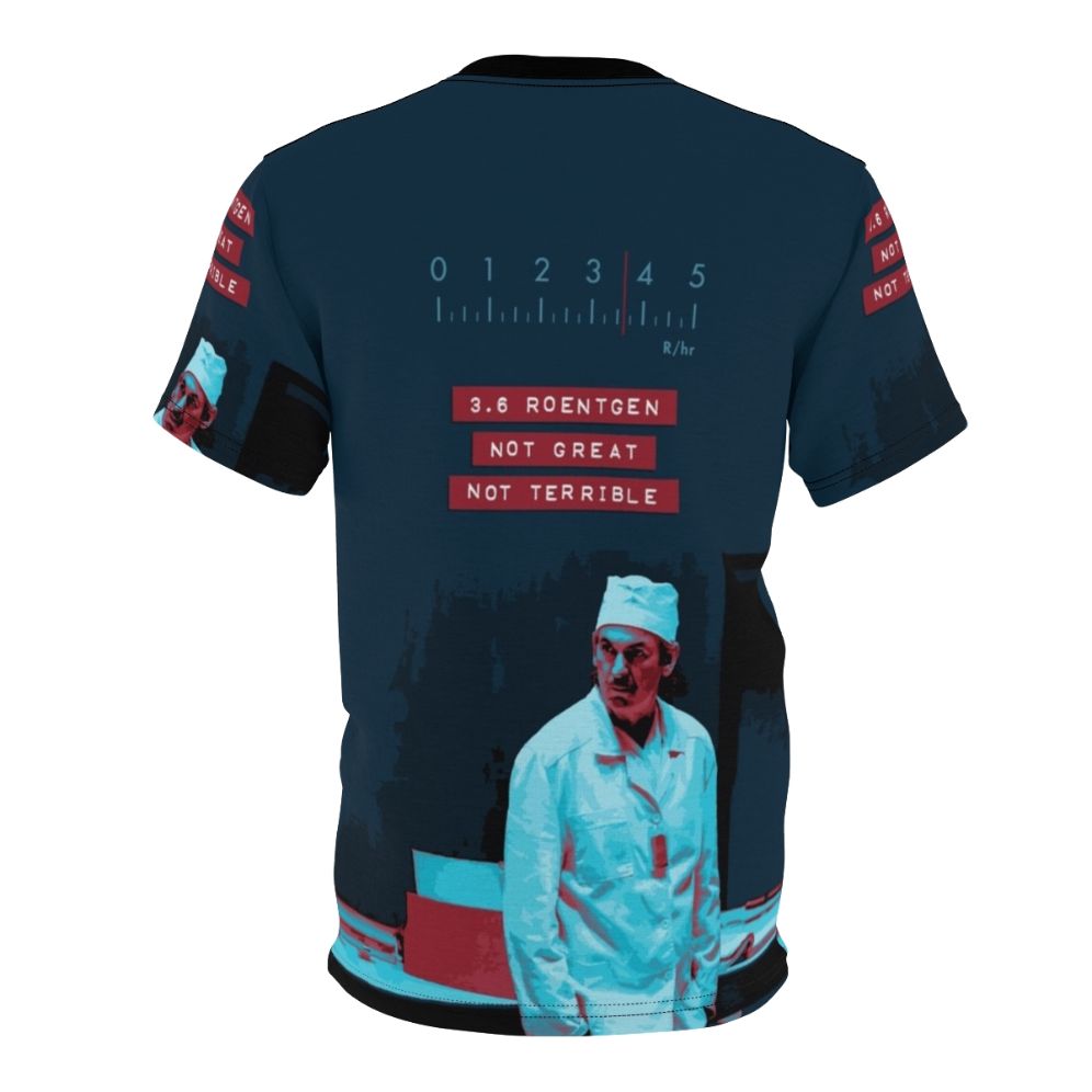 Chernobyl-inspired "3.6 Roentgen" AOP T-shirt featuring Reactor 4 and Dyatlov references - Back