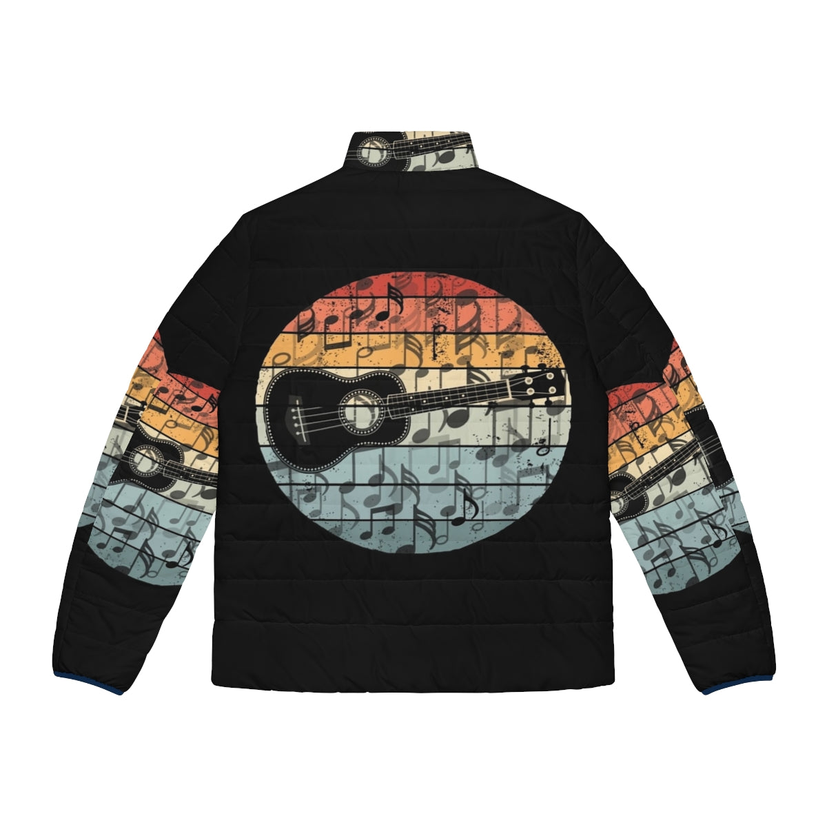 Retro puffer jacket with a ukulele player design - Back