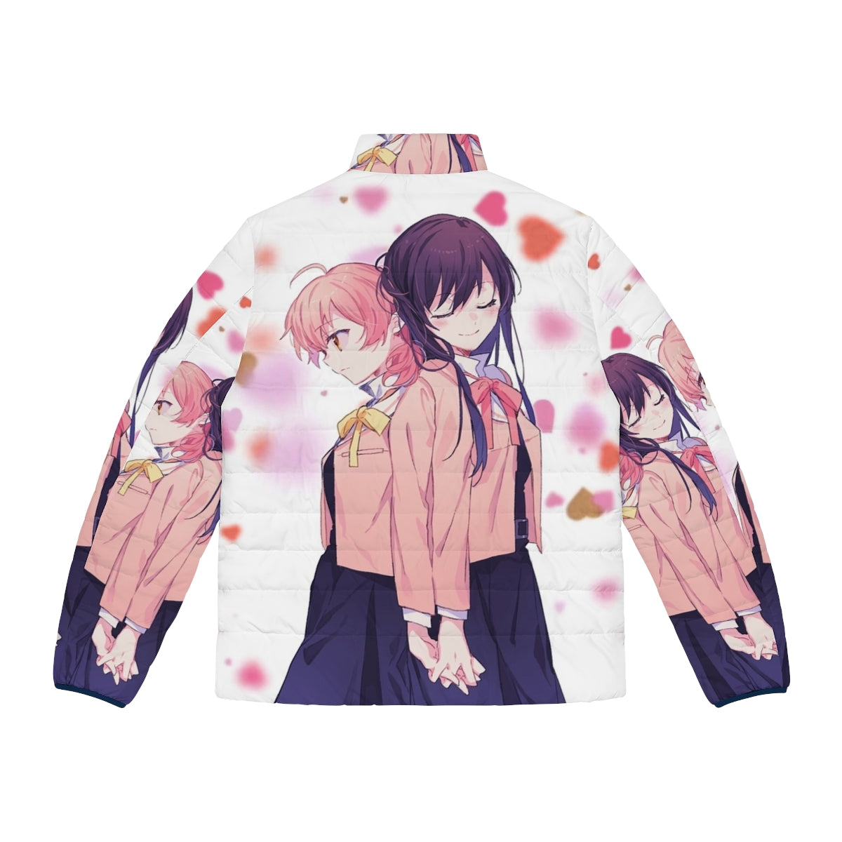 Bloom Into You Yagate Kimi Ni Naru anime puffer jacket with characters Yuu Koito and Touko Nanami - Back