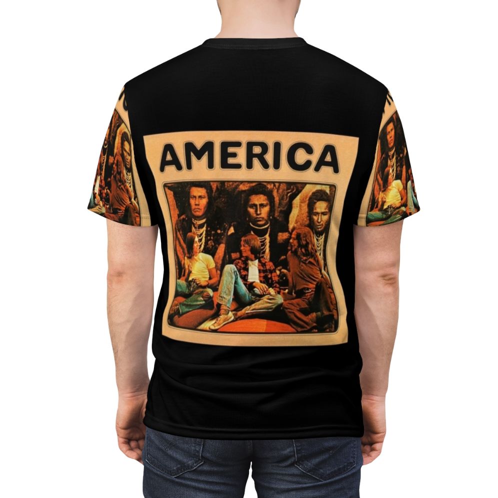 Stylized AOP T-shirt featuring the iconic America band logo - men back