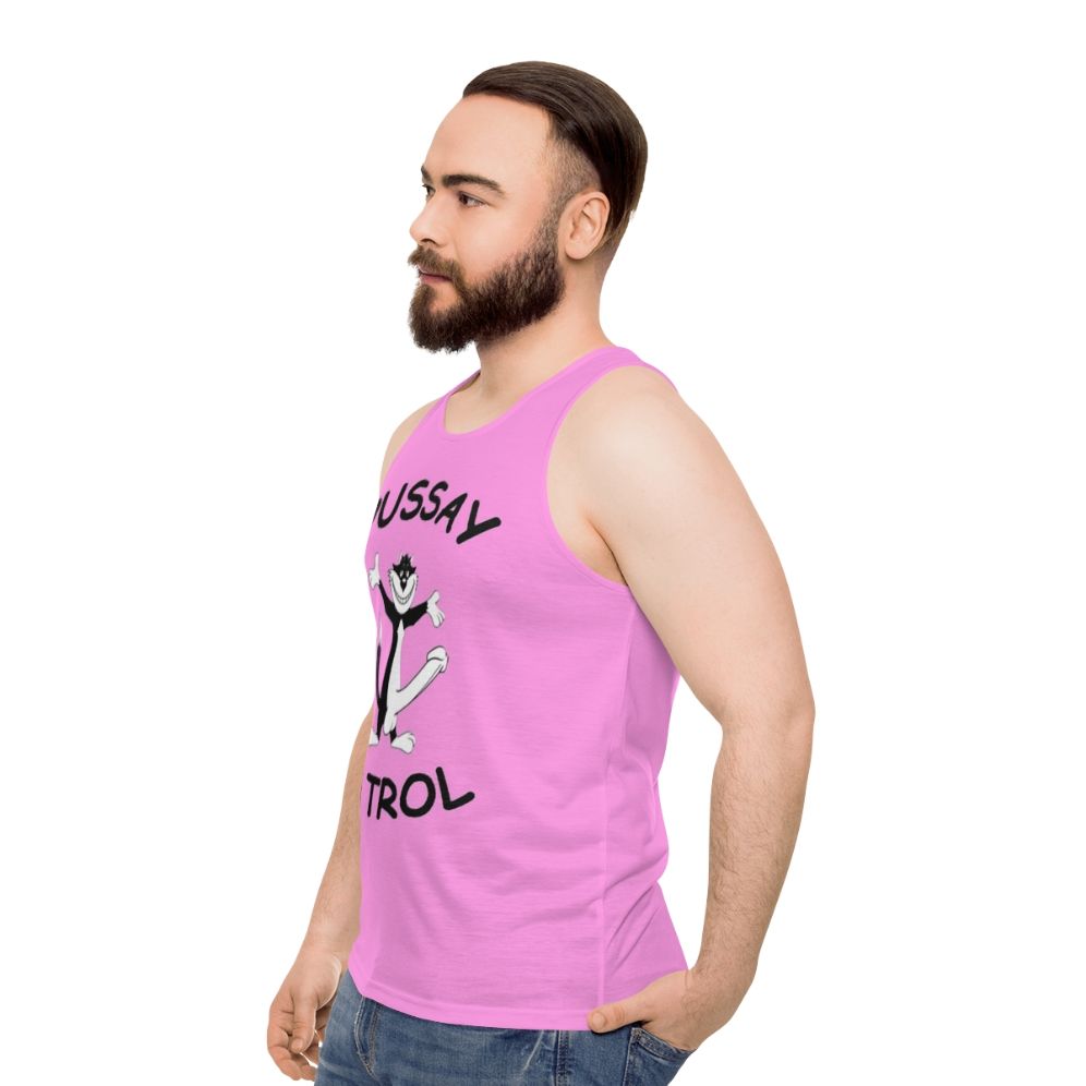 Unisex Pussay Patrol comedy TV show tank top - men side