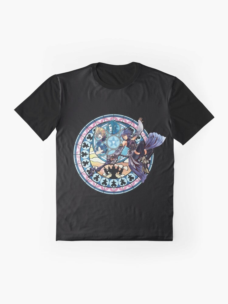 Kingdom Hearts Aqua's Heart Graphic T-Shirt featuring the character Aqua from the Kingdom Hearts video game series. - Flat lay