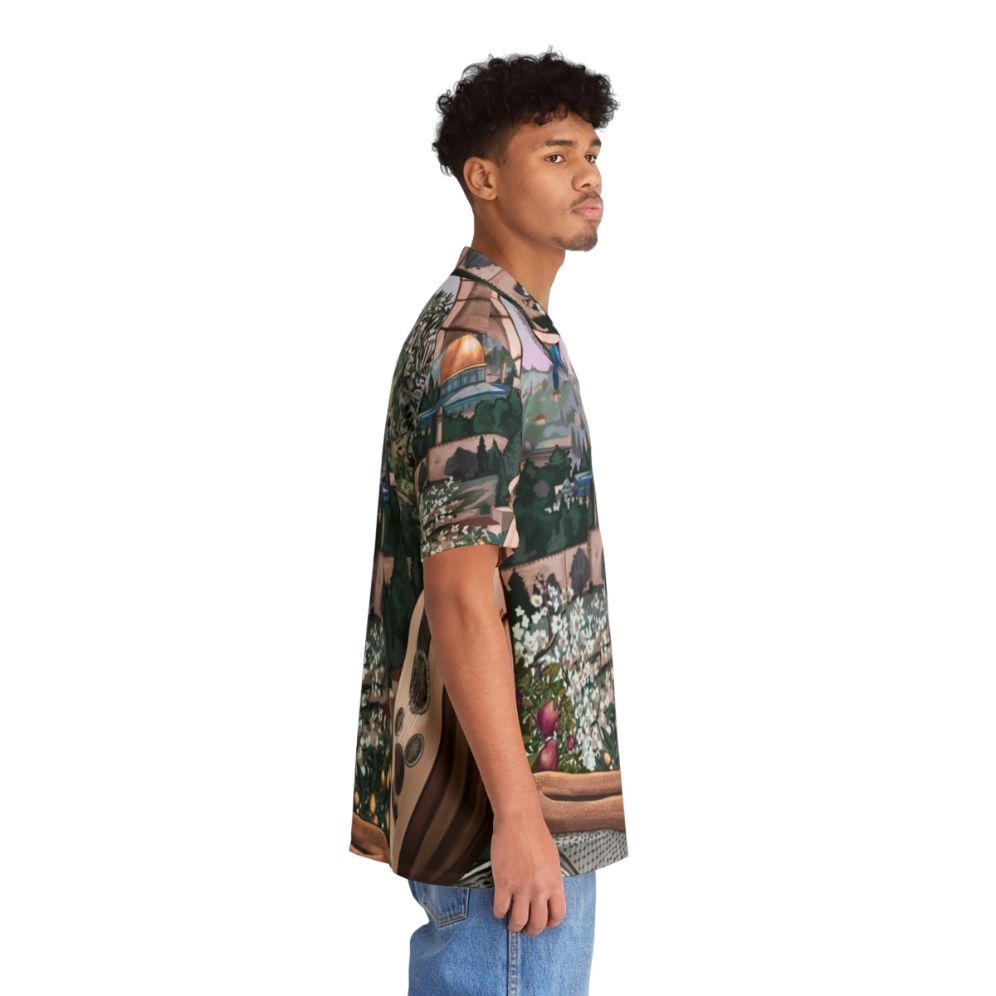 Authentic Arabic-Inspired Hawaiian Shirt with Palm Trees, Olive Trees, and Kuffiyah Pattern - People Pight