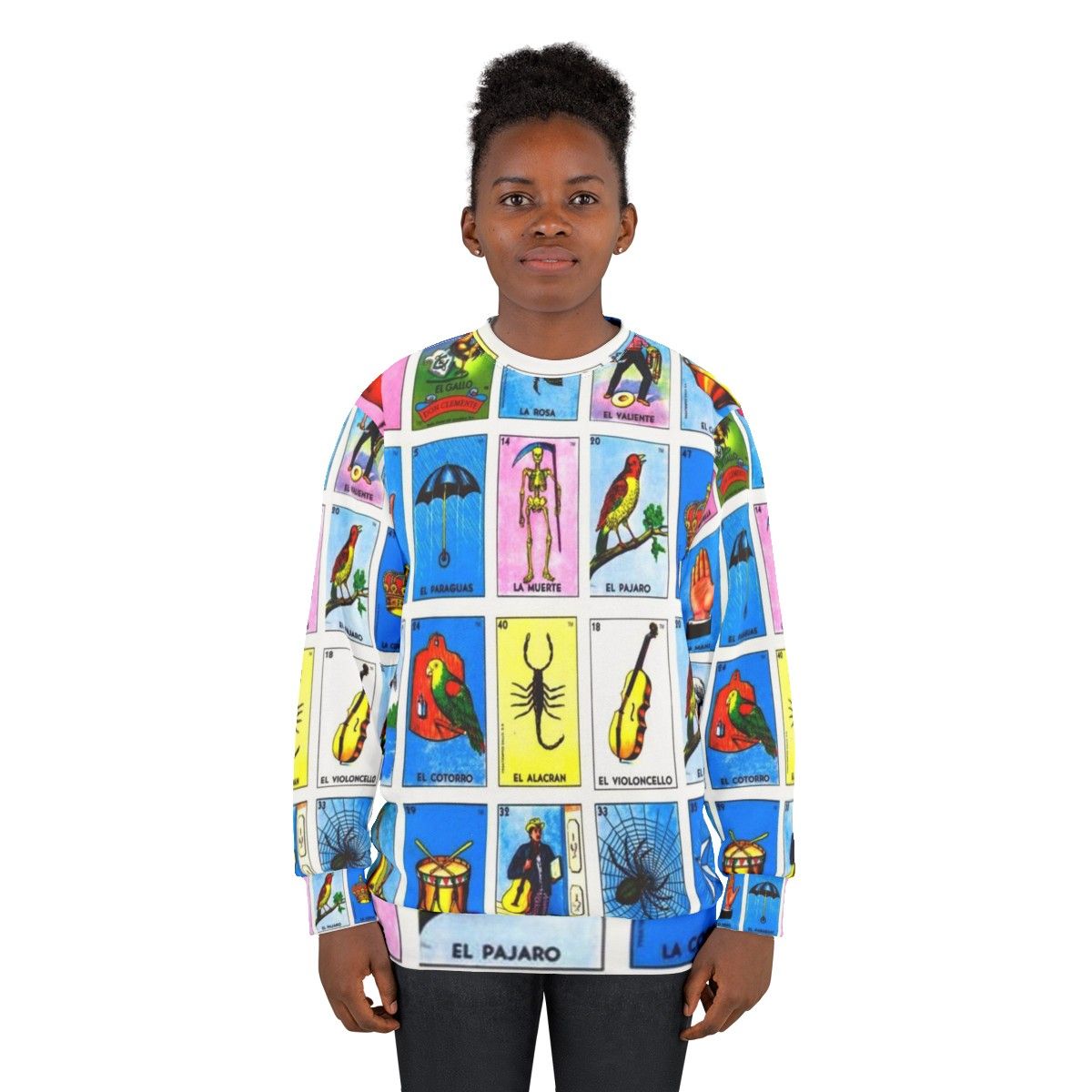 Mexican Lottery Bingo Sweatshirt with Mexican Cultural Symbols - women