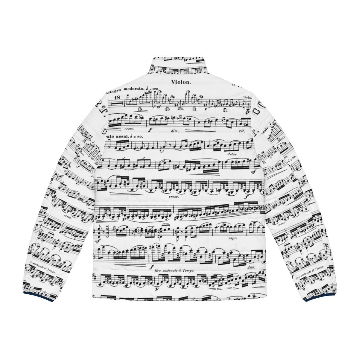 Puffer jacket featuring the Tchaikovsky Violin Concerto design - Back