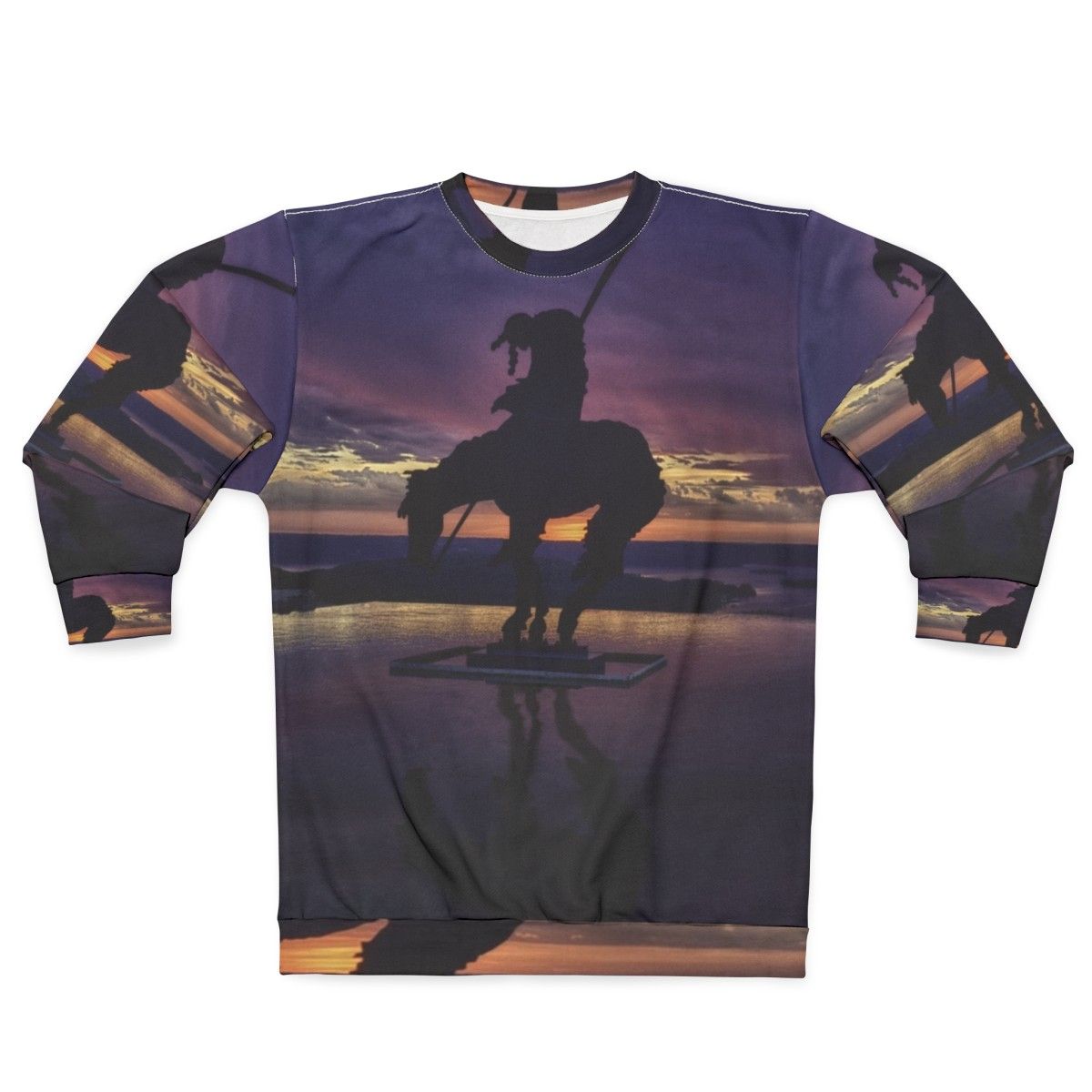 Sunset Sweatshirt Featuring Vibrant Native American-Inspired Artwork