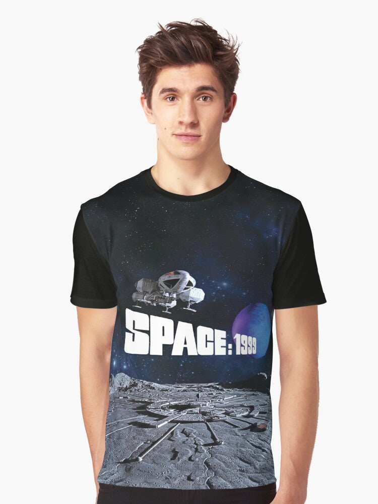 Retro graphic t-shirt featuring an eagle design over the text "ALPHA" and a planet in the background - Men