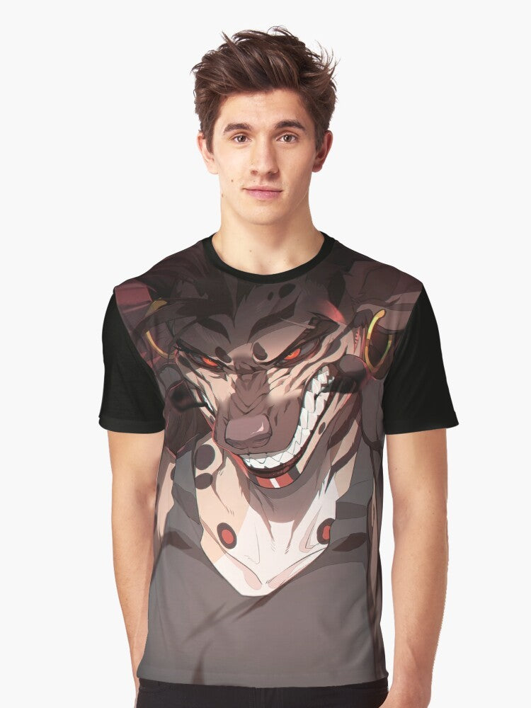 Smile graphic t-shirt with a funny hyena or yeen print design - Men