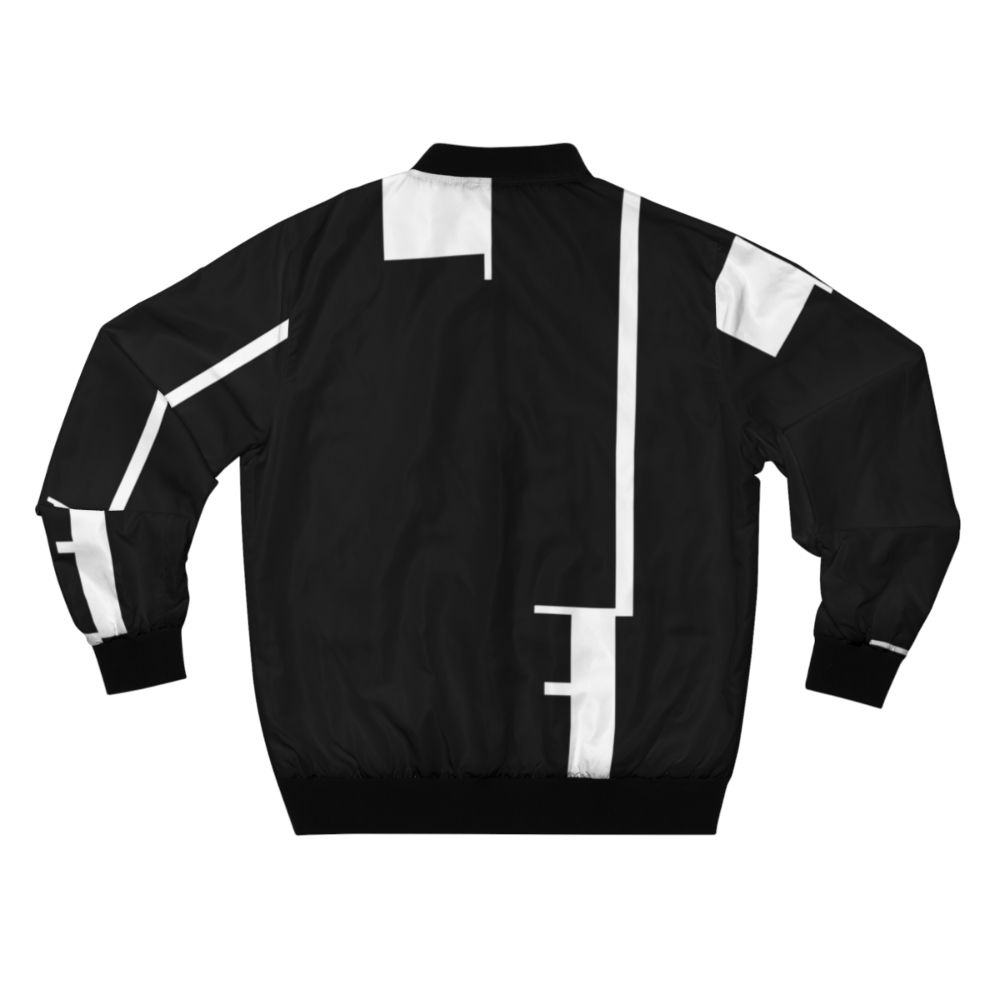 Bauhaus inspired bomber jacket with minimalist face profile design in black and white - Back