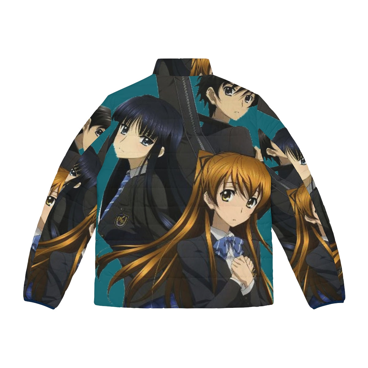 Anime-inspired puffer jacket with a kawaii design featuring a beautiful anime girl - Back