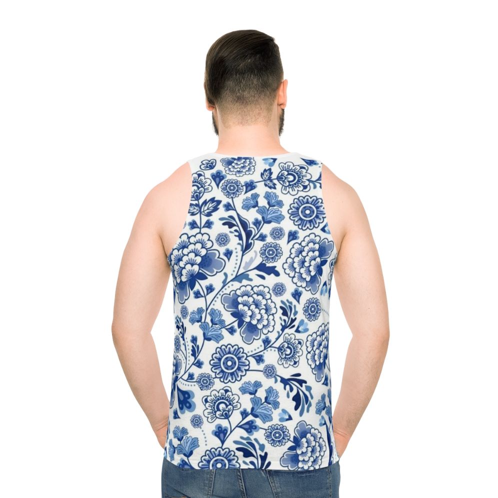 Chinese porcelain inspired unisex tank top - men back