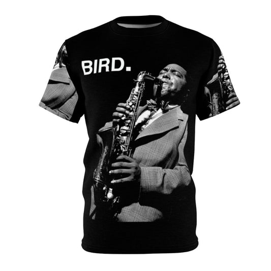 Retro-style t-shirt featuring the iconic jazz saxophonist Charlie Parker