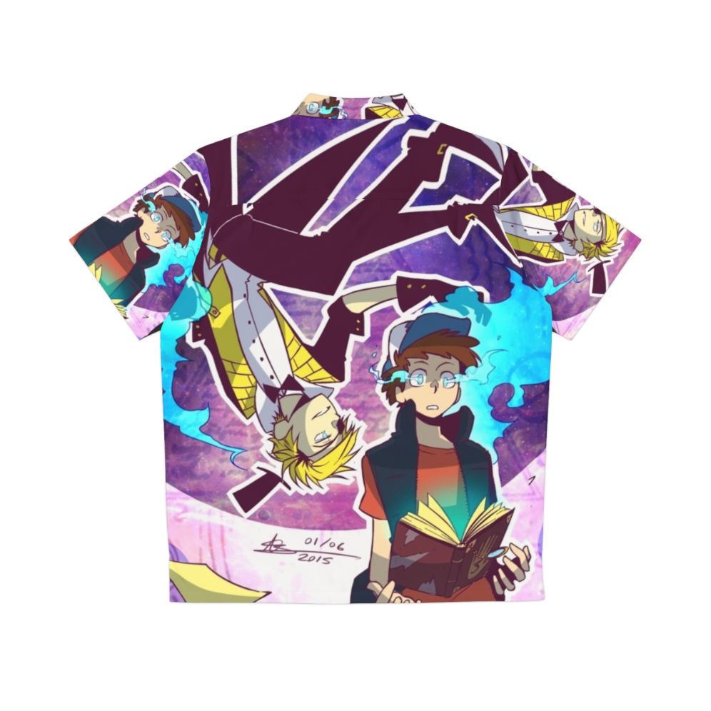 Gravity Falls inspired Hawaiian shirt featuring Bill Cipher and Dipper Pines - Back