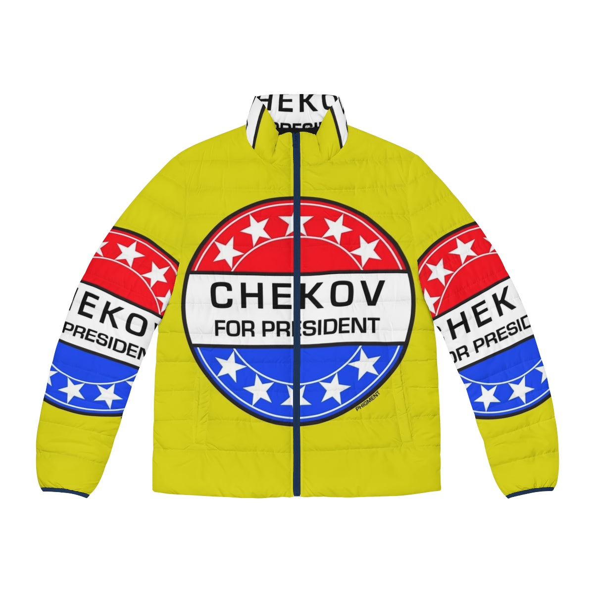 Chekov for President Sci-Fi Puffer Jacket with Star Trek and Pop Art Design