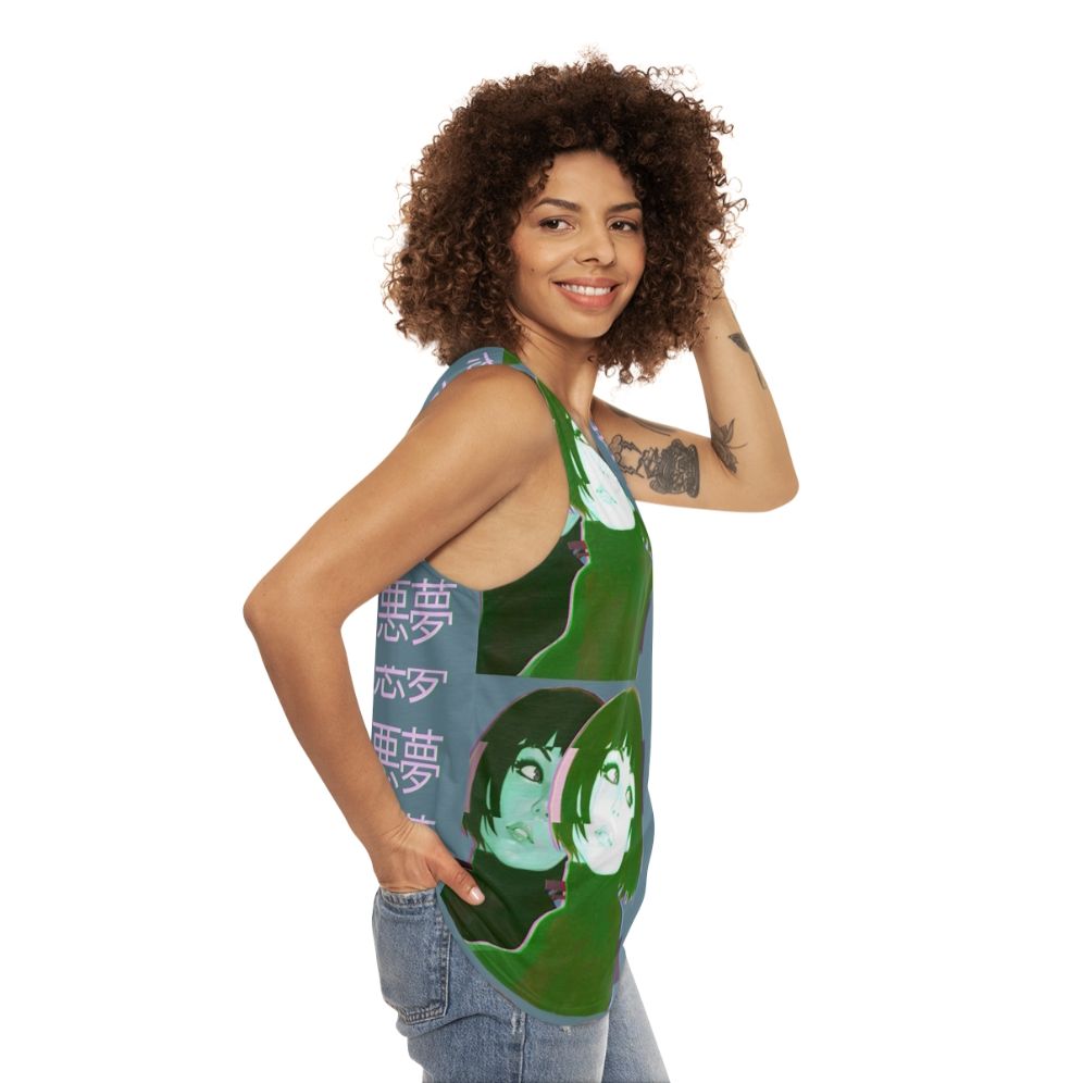 Vaporwave-inspired tank top with anime girl graphics - women side