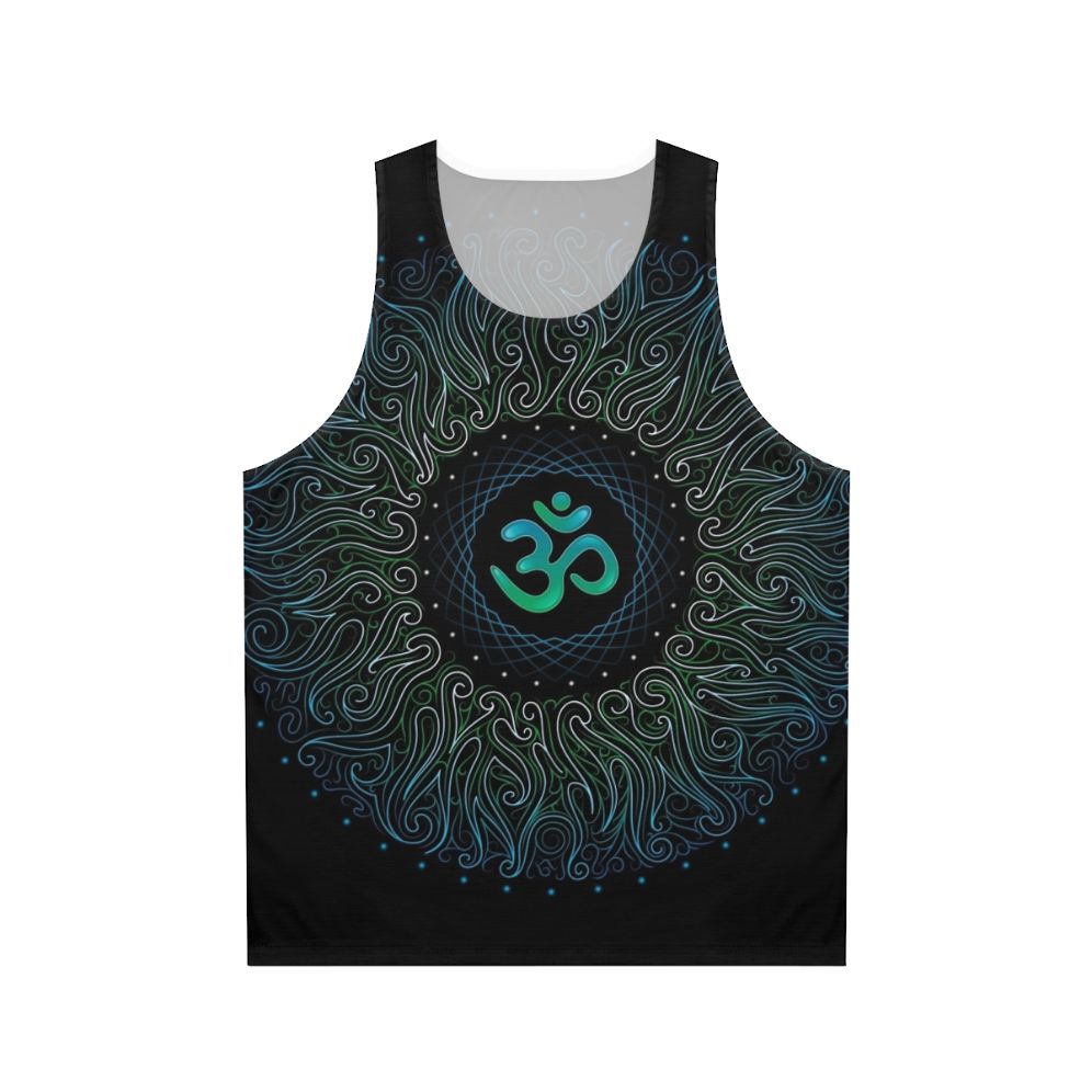 Pranava Yoga Shanti Om Mandala Unisex Tank Top featuring visionary art