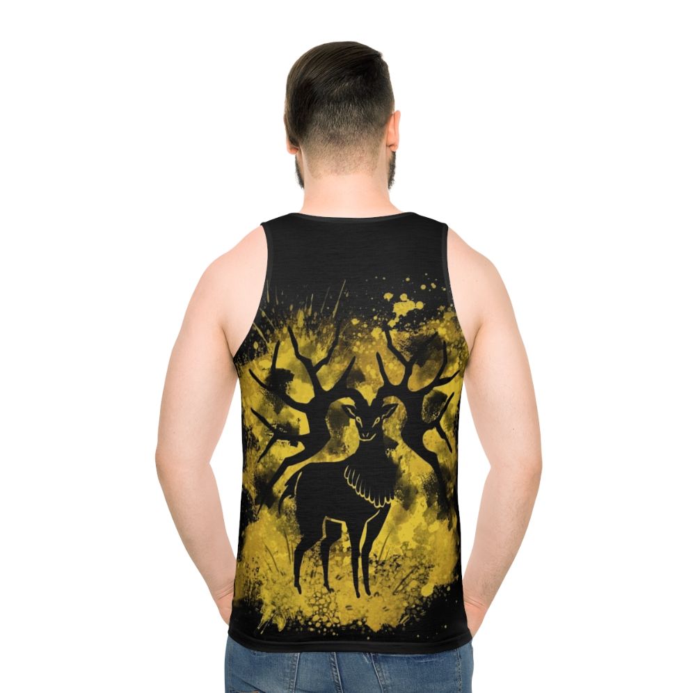 Golden Deer Splatter Unisex Tank Top - men back