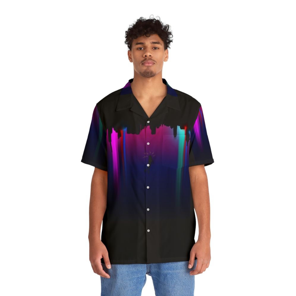 Spiderman-inspired neon tropical Hawaiian shirt - People Front