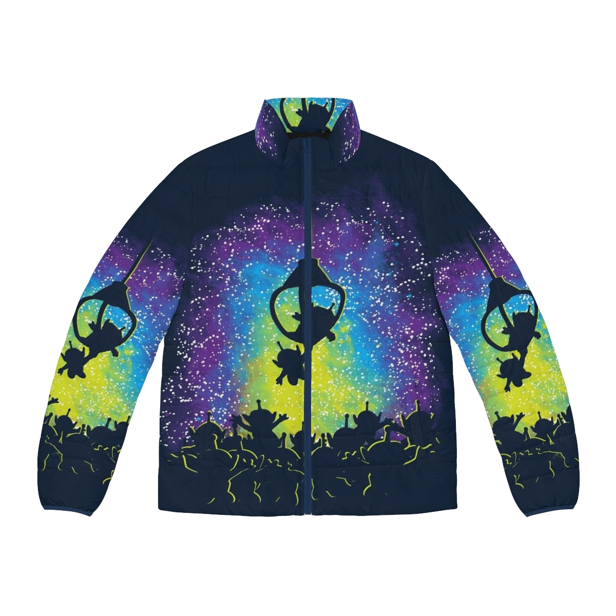 Master Puffer Jacket with vibrant alien and UFO design