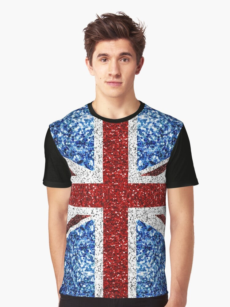 UK flag t-shirt with faux glitter and sparkles - Men