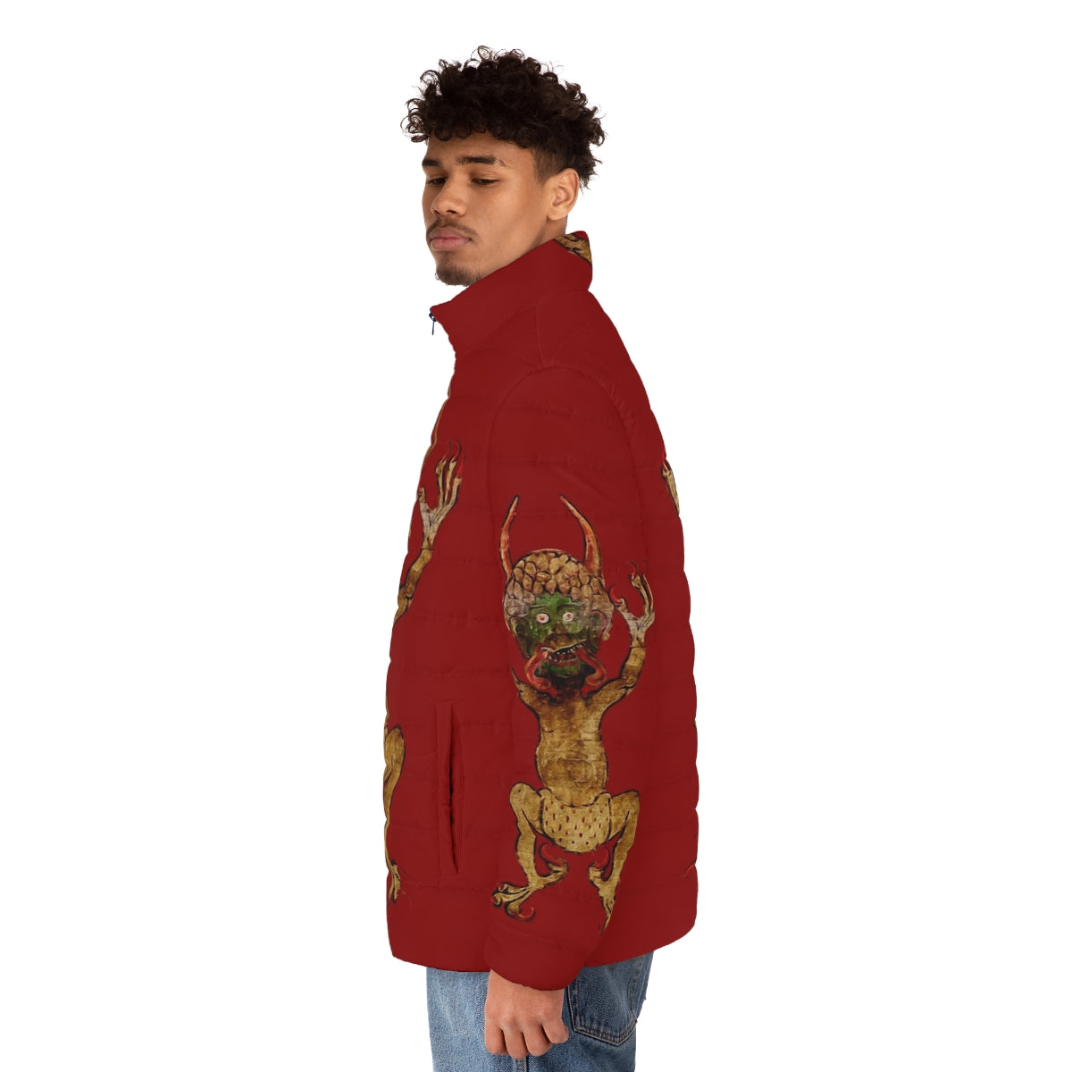 Codex Gigas Devil's Bible Red Puffer Jacket - men side left