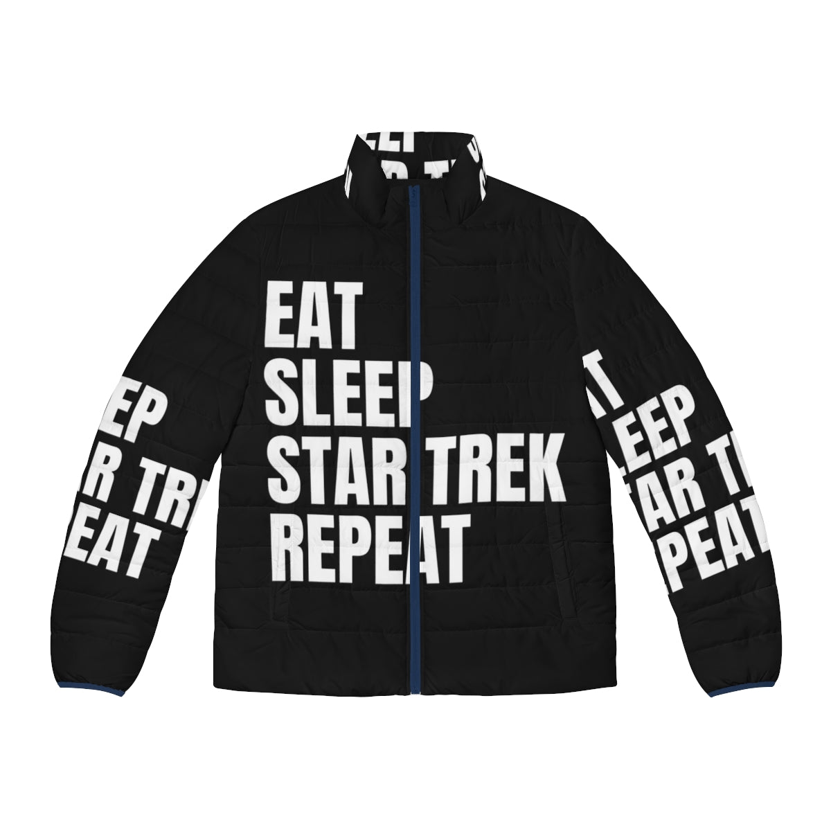 Star Trek Eat Sleep Repeat Puffer Jacket with Enterprise NCC-1701 vector design