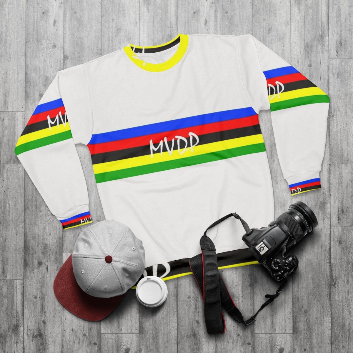 Mathieu Van Der Poel World Champion Cycling Sweatshirt - flat lay