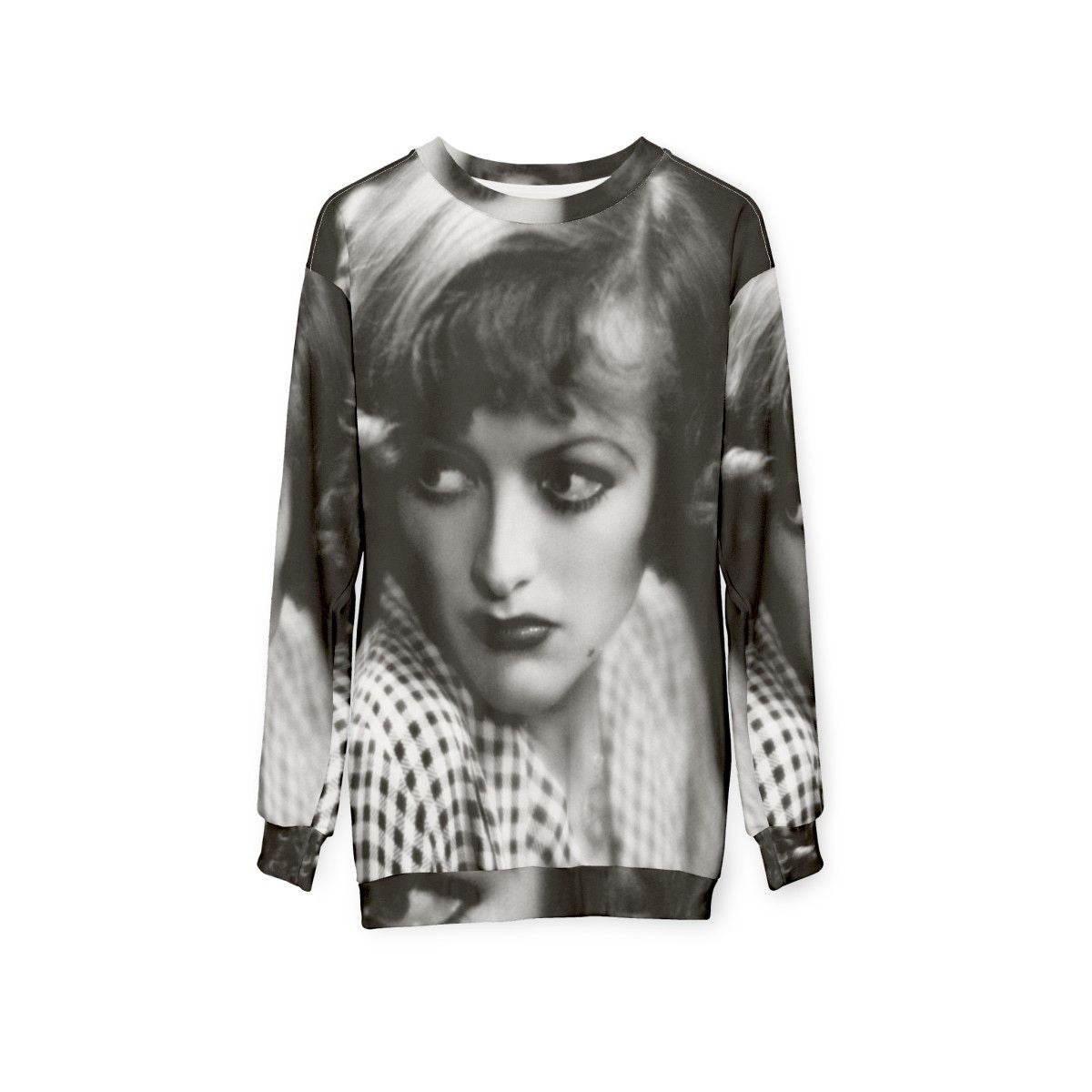 Vintage Joan Crawford Rain Sweatshirt with Retro Hollywood Actress Graphic - hanging