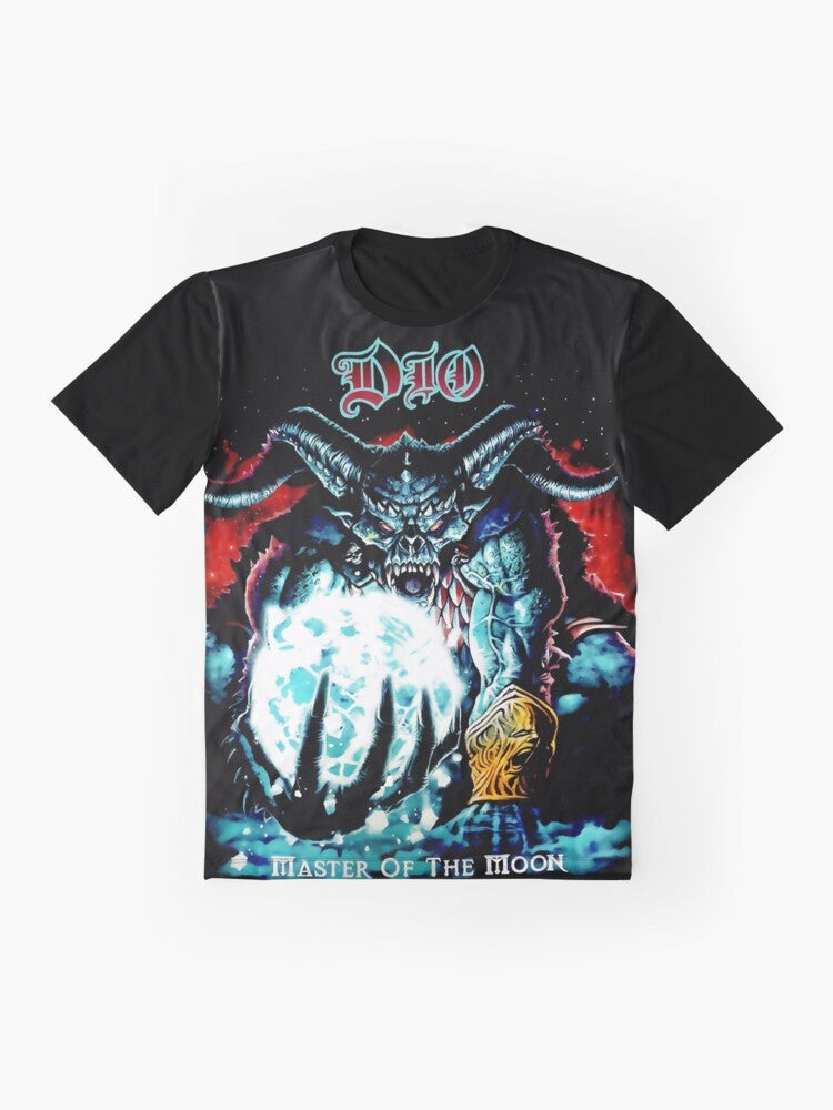 Heavy metal graphic t-shirt with a moon and demonic design - Flat lay