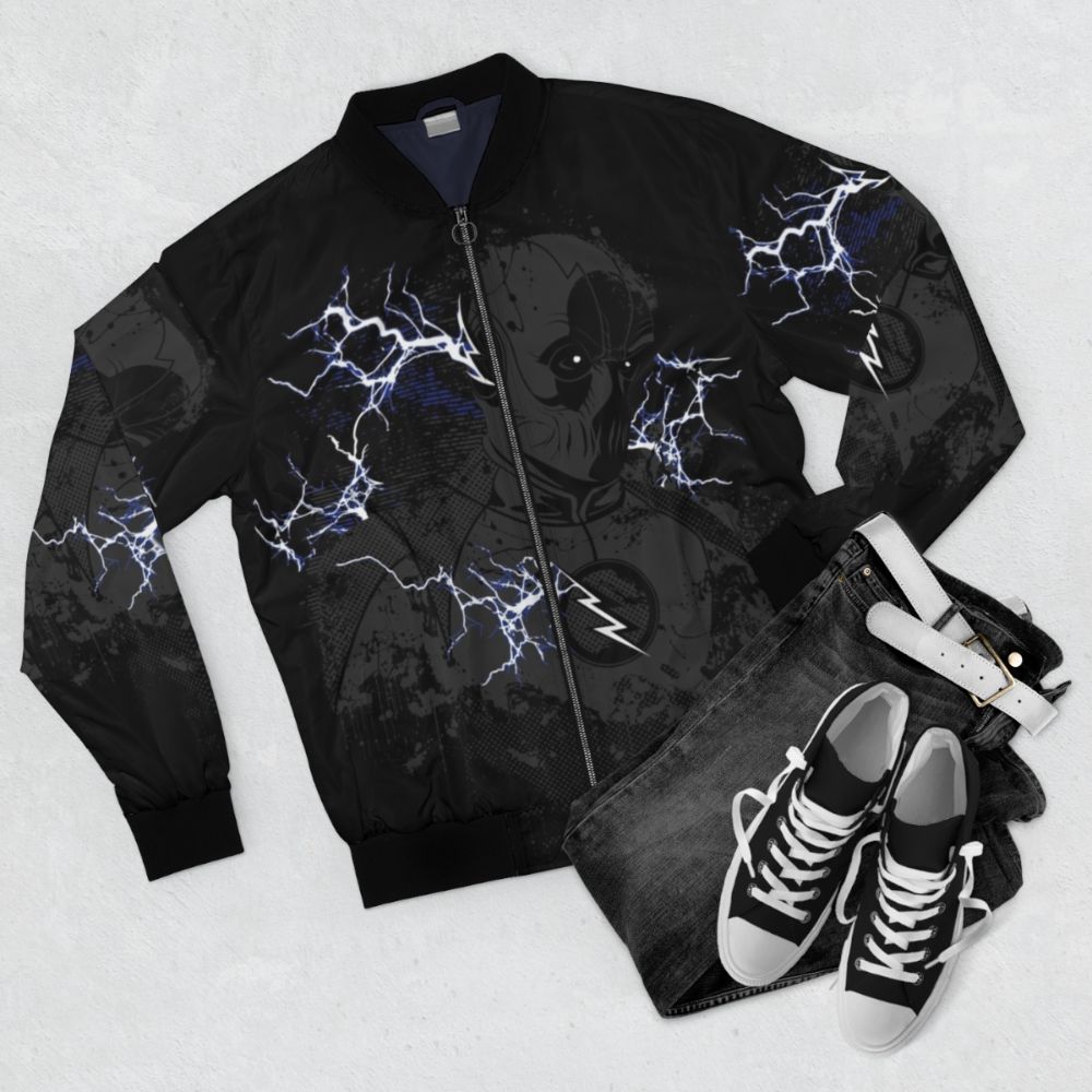 "Reverse Hunter Zolomon Speedster Flash Bomber Jacket" - Flat lay