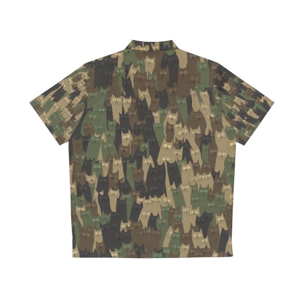 Camo Cats Hawaiian Style Shirt with Military Inspired Animal Print - Back