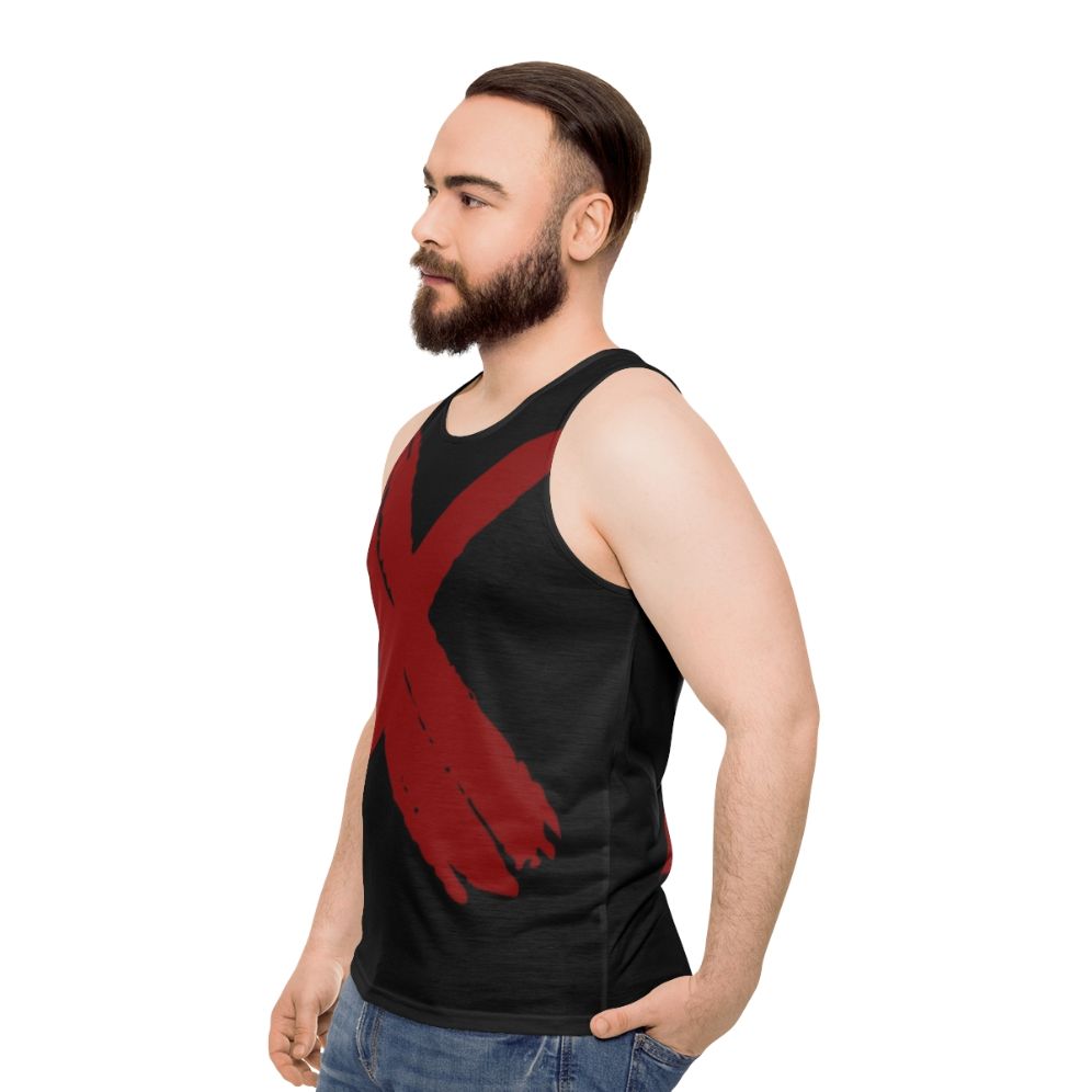 Unisex red cross graphic tank top - men side