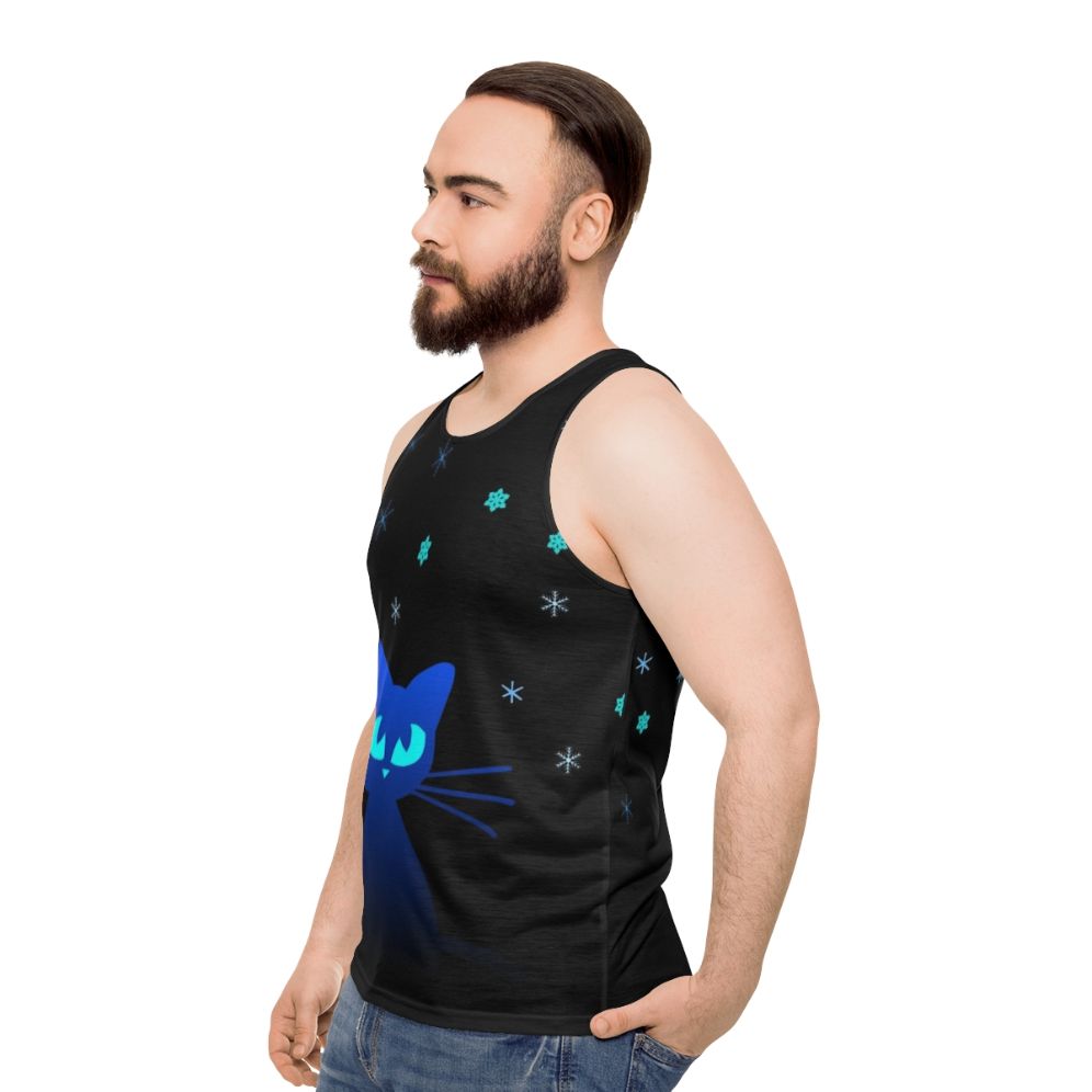 Glow in the dark cat unisex tank top - men side