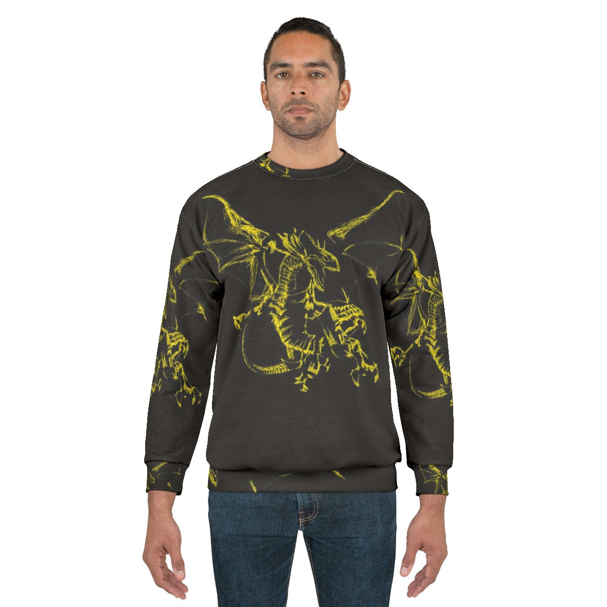 Mystic lightning dragon sweatshirt featuring a cool, unique design of a legendary animal - men