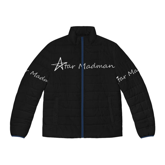 Star Madman Synthwave Puffer Jacket with electronic music band logo