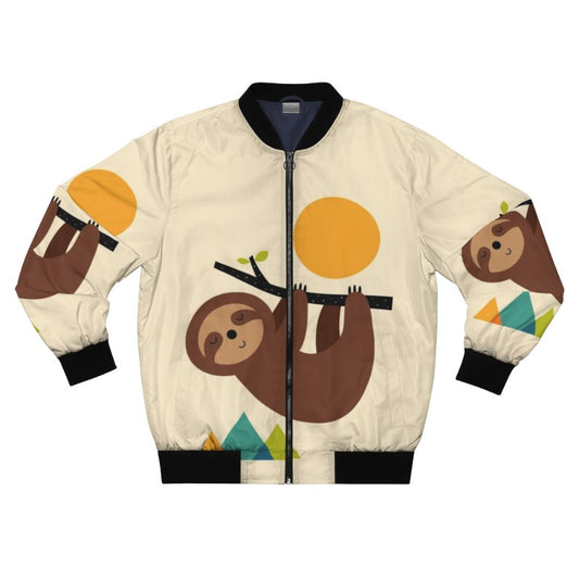 Cute and funny sloth character printed on a bomber jacket